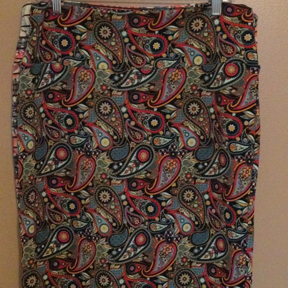 Like new Lularoe Cassie Skirt, XL. Paisley pattern- black with red,, green, blue